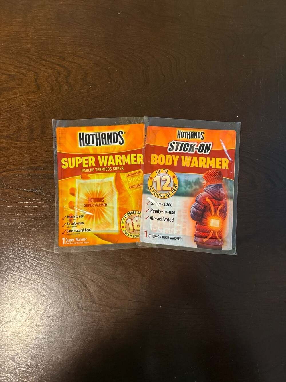 HotHands Super Warmer (18hr) & Stick-On Body Warmer (12hr) - 2 Pack